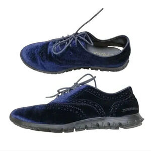 COLE HAAN Zerøgrand Wingtip Oxford Blue Velvet Size 7 Women's